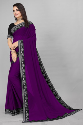 Aai shree khodiyar Solid/Plain, Embellished Daily Wear Georgette Saree(Magenta)