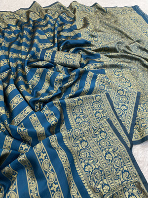 NESHVI ENTERPRISE Self Design Banarasi Jacquard Saree(Pack of 2, Dark Blue)