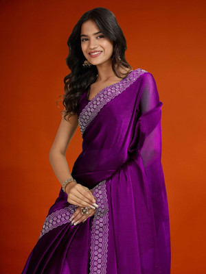SHELDROM MART Self Design Bollywood Jimmy choo Saree(Purple)