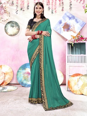 ANOUK Dyed Bollywood Chiffon Saree(Blue)