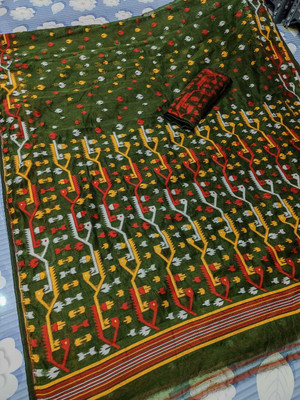 S.K. HOUSE Self Design Jamdani Cotton Silk Saree(Multicolor)