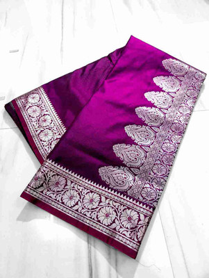 Weaver store Self Design Banarasi Art Silk Saree(Purple)