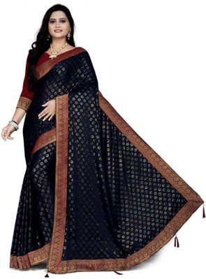 welcome creation Printed Bollywood Lycra Blend Saree(Black)