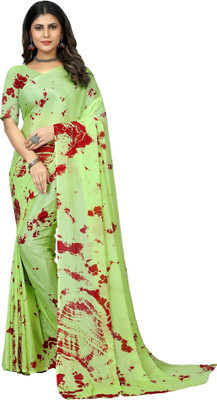 A To Z Cart Hand Painted Bollywood Satin Saree(Light Green)