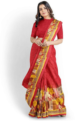 Suntex Printed Bandhani Georgette Saree(Red)