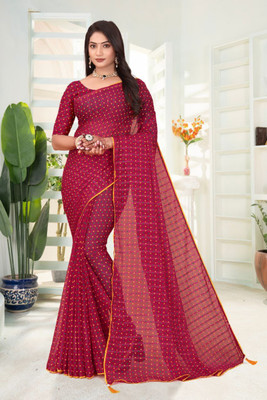 Prem Enterprises Self Design Bollywood Georgette Saree(Red, Maroon)