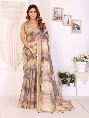 BINAKA FASHION Printed, Floral Print, Geometric Print Daily Wear Chanderi Saree(Multicolor)