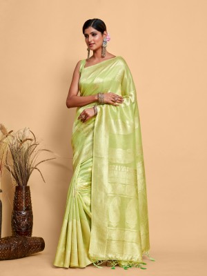 MIMOSA Woven Banarasi Art Silk Saree(Green)