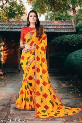 Classy Foriever Printed Chettinadu Georgette Saree(Yellow)