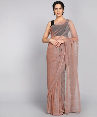 Swastik Creation Self Design Bollywood Lycra Blend Saree(Cream)