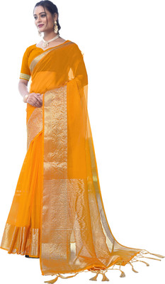 KOTHARI SBT Self Design Bandhani Organza Saree(Yellow)
