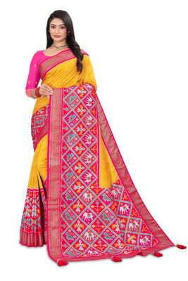 Fashion Max Self Design Patola Art Silk Saree(Multicolor)