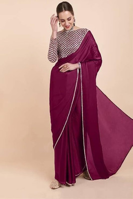 SAMmaart Embroidered Bollywood Georgette Saree(Magenta)