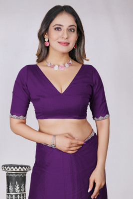 ELEGENCE FAB Solid/Plain, Embroidered Bollywood Georgette Saree(Purple)