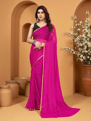 Divastri Woven, Embellished Daily Wear Chiffon Saree(Pink)