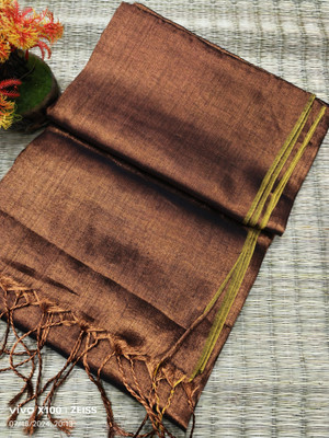 SL SHAREE HOUSE Solid/Plain Tant Tissue Saree(Brown)