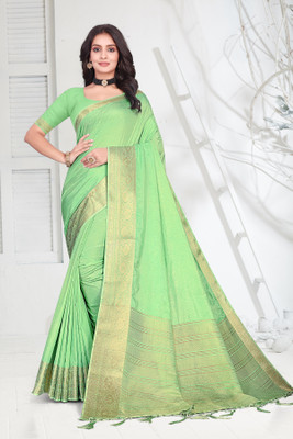 Aarunika MNT Solid/Plain Bollywood Pure Silk Saree(Light Green)