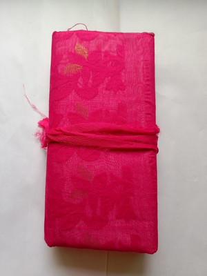SHREE GANESH COLLECTION Solid/Plain, Self Design Jamdani Cotton Silk Saree(Red)