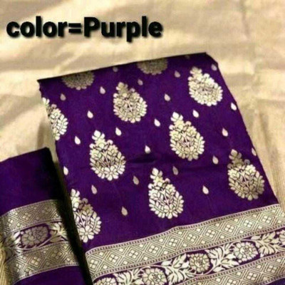 VRUKSHRAJ ENTERPRISE Woven Kanjivaram Jacquard, Pure Silk Saree(Purple)