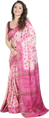 PremVastra Digital Print Bollywood Tussar Silk Saree(Beige, Red)