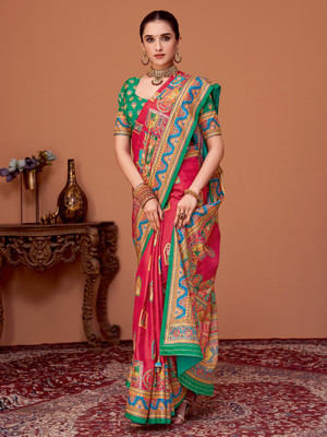 Sareemall Printed Banarasi Viscose Rayon Saree(Multicolor)