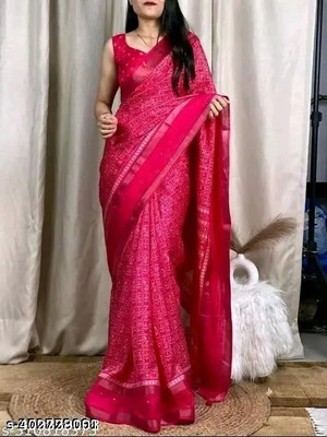 SAKHA DESIGNER Printed Bollywood Art Silk Saree(Pink)