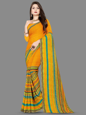 Moda Rapido Printed Daily Wear Georgette Saree(Yellow)