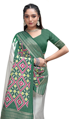 PremVastra Printed Kalamkari Crepe Saree(Blue)