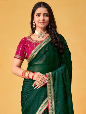 ANOUK Embroidered Bollywood Georgette Saree(Green)
