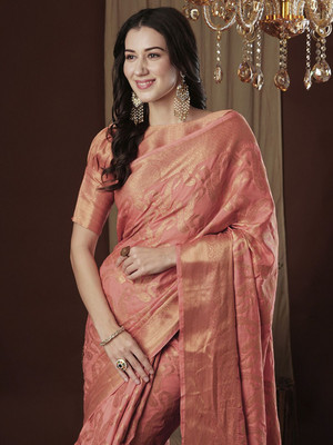 ANOUK Self Design Kanjivaram Viscose Rayon Saree(Pink)