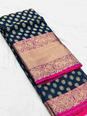 Bansari Textiles Woven Banarasi Art Silk Saree(Dark Blue)