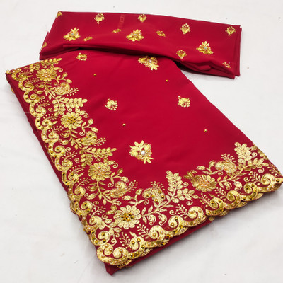 KHRITI FAB Georgette Embroidered Blouse Material
