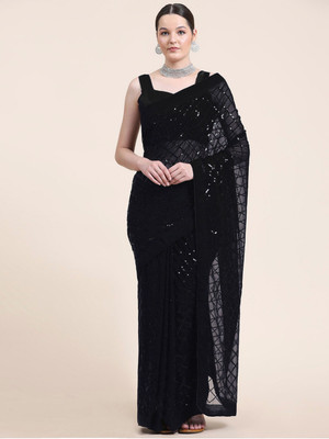 Clemira Embellished Bollywood Georgette Saree(Black)