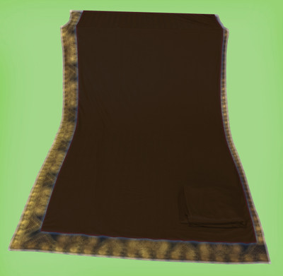 Anugrah Textile Solid/Plain Banarasi Lycra Blend, Chiffon Saree(Brown)