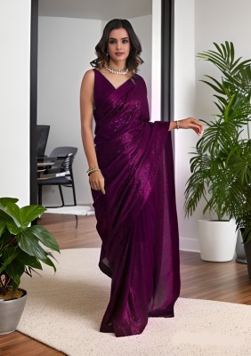 balaji textiles Embroidered, Embellished Bollywood Georgette Saree(Purple)