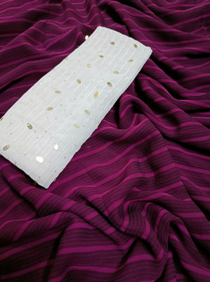 Riddhi textile Hub Printed, Striped, Checkered Pochampally Chiffon Saree(Purple)