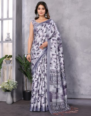 YASHIKA Printed Bollywood Art Silk Saree(Grey)