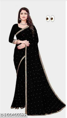Suali Self Design Daily Wear Lycra Blend Saree(Black)