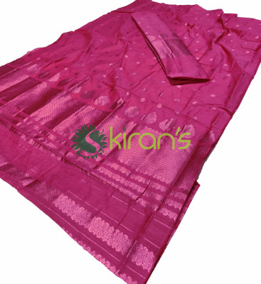 Skiran's Self Design Mekhela Chador Cotton Blend Saree(Pink)