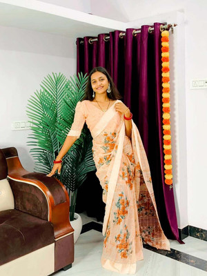 Moda Rapido Embellished, Floral Print Bollywood Georgette, Satin Saree(Orange)