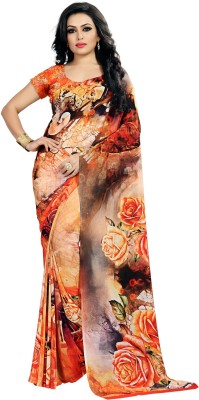 Kalaa Varsha Printed, Digital Print, Graphic Print, Floral Print Daily Wear Georgette Saree(Beige)