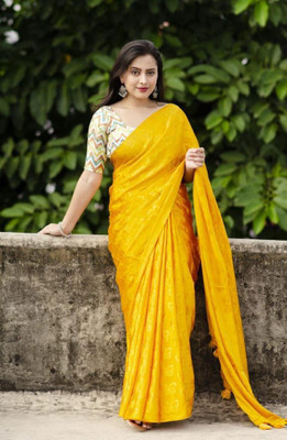 Divastri Woven Murshidabad Cotton Silk Saree(Yellow)