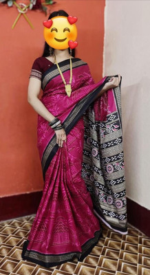 SHREE SHYAM TEXTILE Printed Sambalpuri Cotton Blend Saree(Pink)