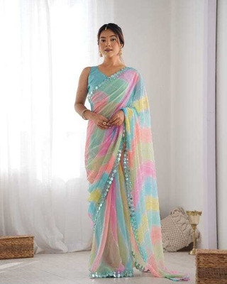 JAY KHODIYAR CREATION Printed, Striped Daily Wear Georgette Saree(Multicolor)