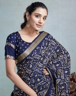 SIRIL Embroidered, Woven, Printed Bollywood Silk Blend Saree(Dark Blue, White)