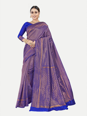 Tavas Woven Banarasi Georgette Saree(Blue)