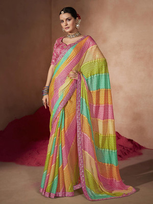 Divastri Embellished Bollywood Chiffon Saree(Multicolor)