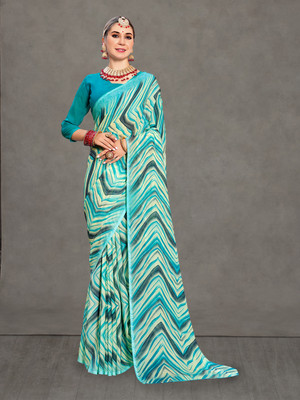 sagarika Printed Bollywood Georgette Saree(Light Blue)