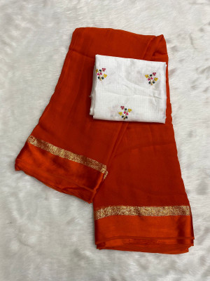 HfLifeStyle Solid/Plain Bollywood Viscose Rayon Saree(Orange)