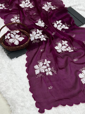 RE Renny Enterprise Printed Bollywood Tissue Saree(Magenta)